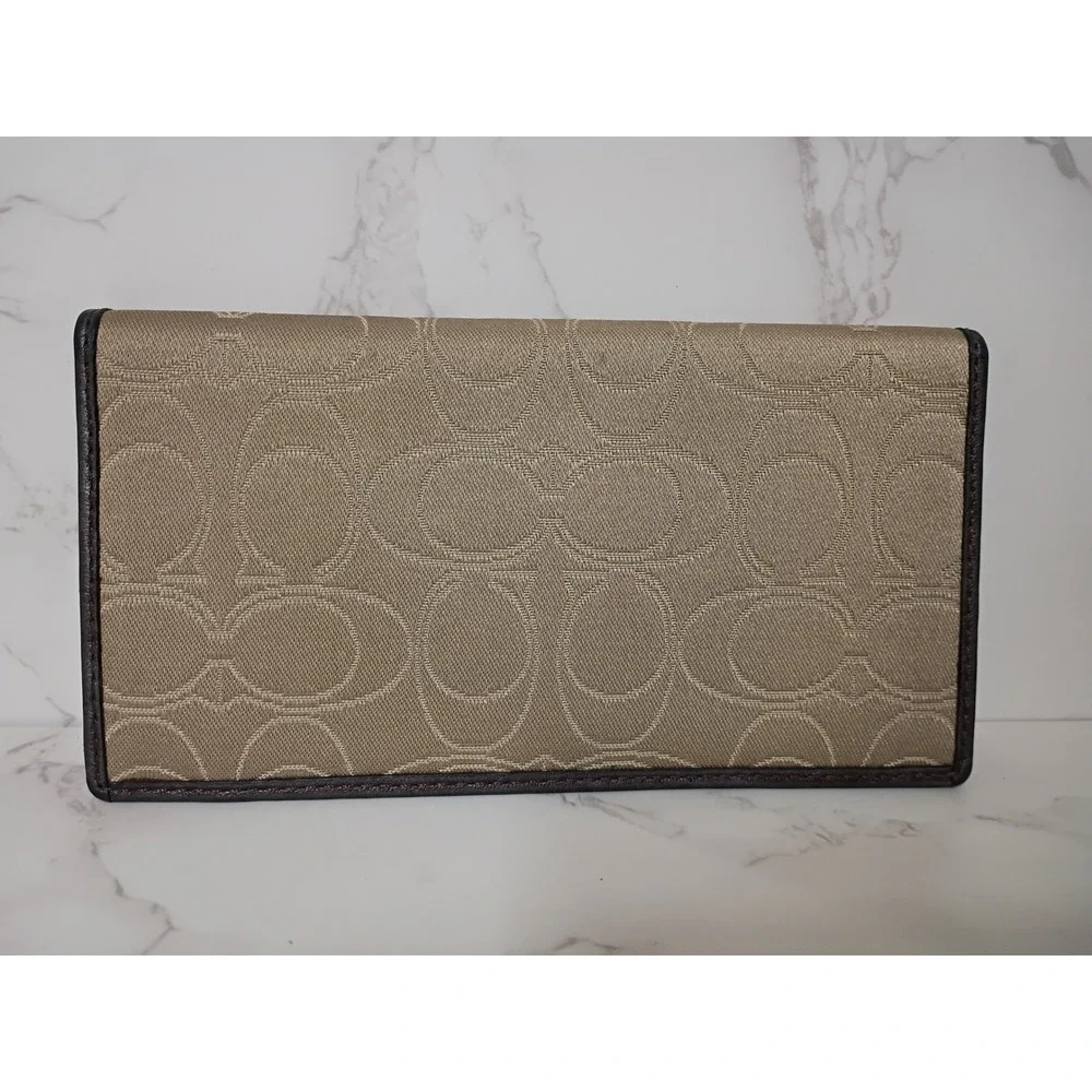 COACH Vintage Signature Canvas Checkbook Wallet - EUC